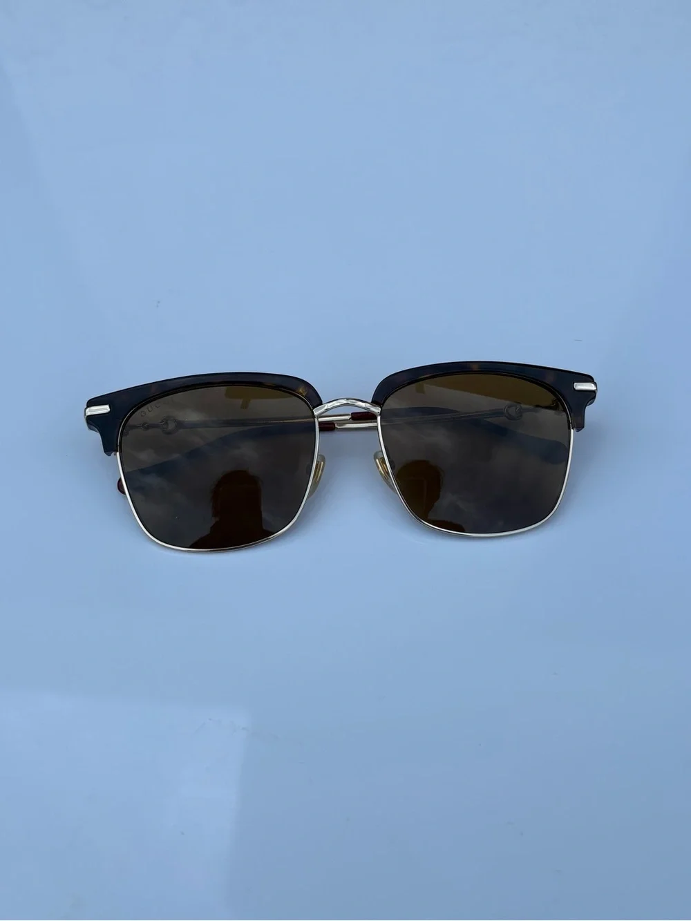 Gucci GG0918S 002 Havana unisex half-rim acetate metal frame sunglasses